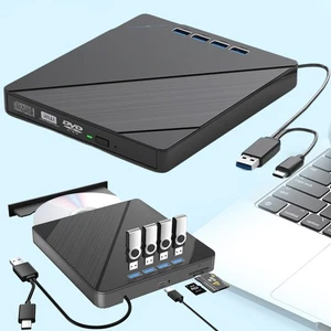 7 in 1 Externes CD/DVD Laufwerk USB 3.0 Brenner Player für PC Laptop Windows Neu - Afbeelding 1 van 12