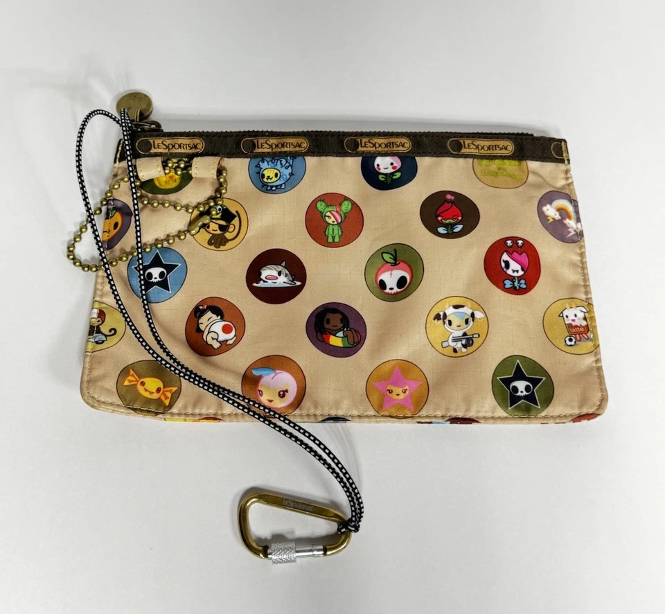 "Bolsa con cremallera LeSportsac x Tokidoki marrón beige 9""X 6""" Foto 1 de 4