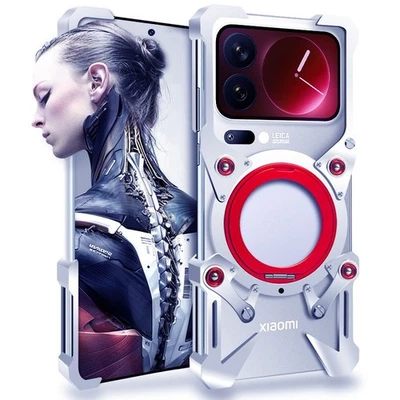 Металлический алюминиевый чехол-бампер без оправы 360 со стойкой для Xiaomi 17 Pro Max / 17 Pro / 17 - Изображение 1 из 4