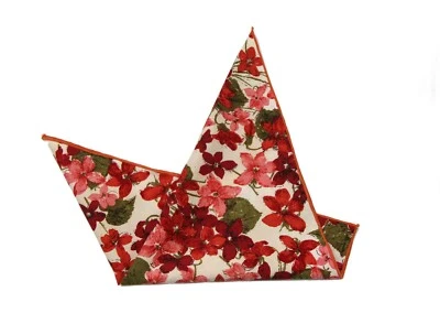 Gascoigne Large Pocket Square Floral Cotton Red Orange Green White - Image 1 of 2