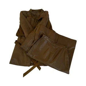 1980s Vintage Suede And Leather Brown Batwing Skirt Suit Set - Bild 1 von 23