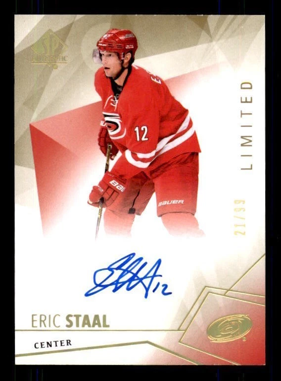 2015-16 SP Authentic Limited Autographs #83 Eric Staal Auto #/99 (ref 30339) - Image 1 of 2