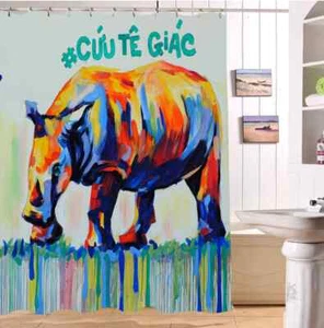 Color Rinoceronte Impermeable Baño Poliéster Cortina de Ducha Forro Resistente al Agua - Imagen 1 de 8