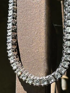 NWT-Men's Hip Hop Silver Cubic Zirconia Square Cut Bezel Setting Necklace 22' - Picture 1 of 9