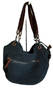 The SAK Azul Índigo Crochet Hobo Bolso de Hombro Cartera Bolso de Mano Boho Informal Azul Marino - Imagen 1 de 16