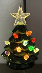 Nostalgic Vintage Style 4” Ceramic Christmas Tree Ornament Lights Up New - Picture 1 of 4