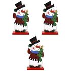  3 Pcs Christmas Snowman Ornaments Upholstery Trim Decor Wooden Decoration Elk