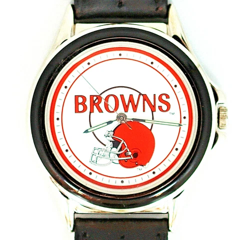 Cleveland Browns NFL Fossil Relic New Unworn Watch, Silver Tone Black Insert $75 Cover