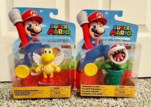 Super Mario Bros. Piranha Plant & Koopa Paratroopa 4” Action Figure Set Jakks - Picture 1 of 5