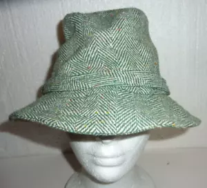 Vtg World Beaters Bucket Hat Gilligan Beatnik Beach Bum Green Herringbone H-3 - Picture 1 of 6