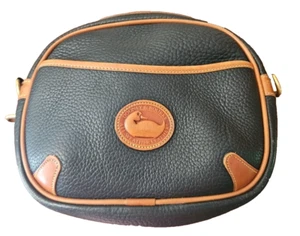 Vintage Dooney and Bourke Indigo BLAU mit britisch hellbraunem Besatz Kameratasche - Bild 1 von 24