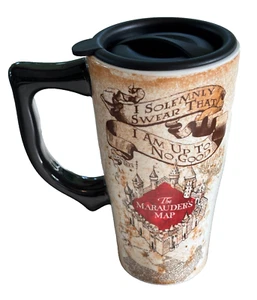 Harry Potter The Marauder's Map 14oz Ceramic Travel Coffee Mug w/Lid - NEW - Picture 1 of 12