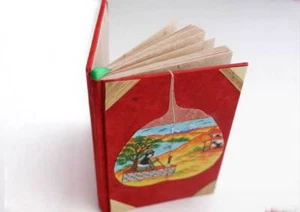 Man Taking Rest Painted Bodhi Leaf Lokta Paper Journal - Picture 1 of 8
