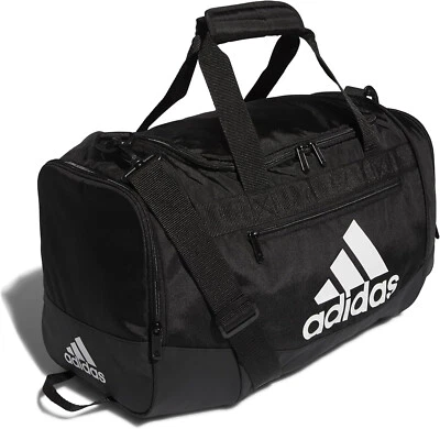 adidas Unisex Defender 4.0 Gym Duffel Bag for Men and Women, Black/White, Small  - Image 1 of 4