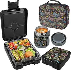 Bento Lunch Box Set with 10oz Soup Thermos, Kids Leak-Proof Container Lunch Bag - Picture 1 of 10