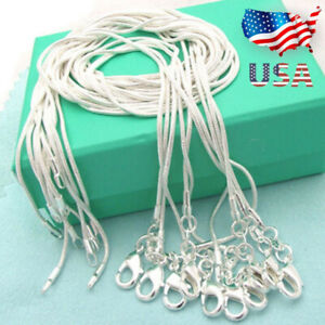 Wholesale 925 Sterling Silver Lots 10pcs 1mm Snake Chains 16"-30" Necklace
