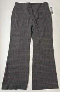 Tahari ASL Women's Grey Black Red Plaid Straight-Leg Pant Size 14 NWT MSRP $89 - Picture 1 of 5