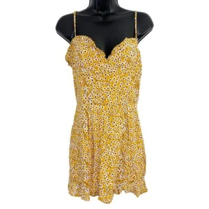 Superdown AJ Ruffle Trim Floral Print Cami Mini Dress Yellow Size Small - Picture 1 of 10