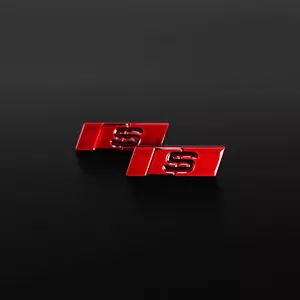 Audi S Schriftzug 2x Logo Emblem selbstklebend 9x30mm rot S3 S4 S5 S6 S7 - Bild 1 von 4