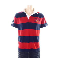 PLORY PRIDE & GLORY Poloshirt T-Shirt Streifen Blau Rot Gr. S