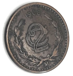 Mexico 1906 2 Centavos Coin - Picture 1 of 2