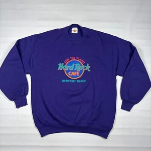 VTG Hard Rock Cafe Newport Beach CA Embroidered Sweatshirt Made in USA Adult L - Bild 1 von 6