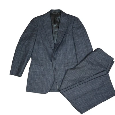 Traje de Colección 2 Piezas 100% Lana Chaqueta de Ventilación Única Forrada Gris Rayas Para Hombre 40R Foto 1 de 4