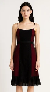 Vestido midi sin cordones Zara Whimsigoth Merlot satinado y negro de encaje gótico vampiro mediano - Imagen 1 de 16