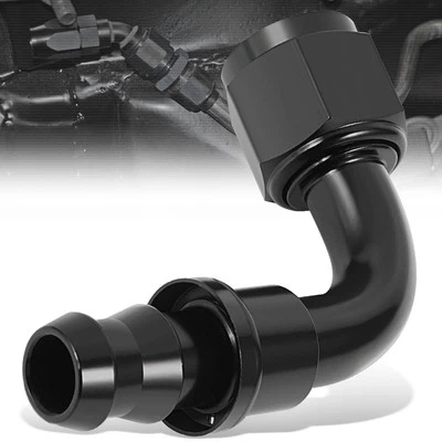 BFC Push-on Hose End to AN Female Fitting Adapter [90 Degree, -8 to 1/2" Barb] - Image 1 of 4