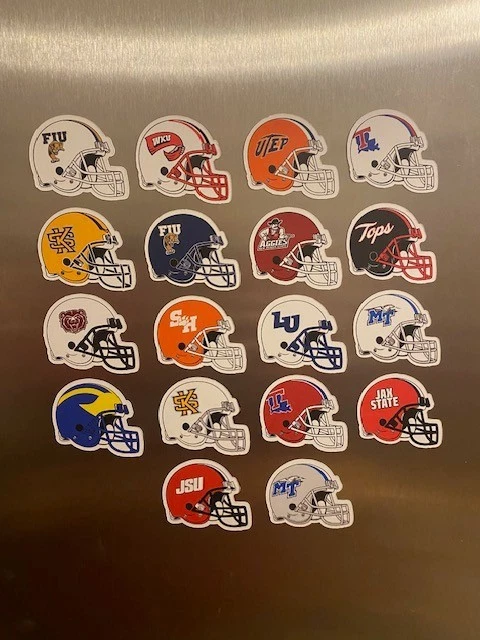 NCAA FOOTBALL HELMET SET MAGNETS - Conference USA Teams - 18 magnets
