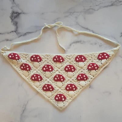 Bandana de ganchillo de setas diadema hippie triángulo cabeza bufanda para el cabello festival boho  Foto 1 de 4