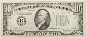 1934 D $10 Dollar Federal Reserve Star Note New York FR#2009-B* d103 - Picture 1 of 4