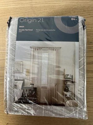 Panel de cortina individual de doble pestaña filtrado de luz poliéster lino 84 pulgadas Origin 21 Foto 1 de 4