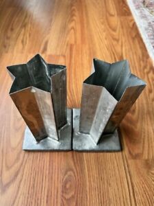2 Vintage 5 Point Star Metal Tin Pillar Candle Mold 6.5” X 3.5” With Wick Hole