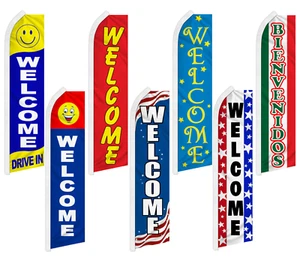 Welcome Advertising Feather Flag Swooper Flutter Banner Super Flag Bienvenidos - Picture 1 of 10