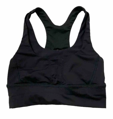 Lululemon Sports Bra Women’s 4 Black Front Pockets Racer back Cut Out - Image 1 of 4