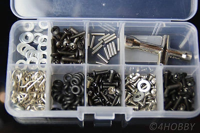 240-Teilige Box Modellbau Auto Kleinteile RC 1:10 Set Sortiment Schrauben Clips - Bild 1 von 3
