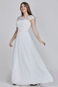 Ever Pretty Dress Plain Pleated Chiffon Wedding Dress with Lace Decorations