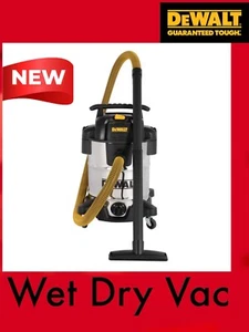 DEWALT Wet & Dry Corded Stainless Steel Vacuum Cleaner 38L with 2.1m Hose DXV38S - Picture 1 of 3