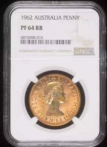 1962 AUSTRALIA Bronze PENNY NGC PF-64 RB Proof - Picture 1 of 2