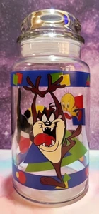 1995 Looney Tunes Anchor Hocking Canister Glass Candy Jar Taz Tweety Sylvester - Picture 1 of 14
