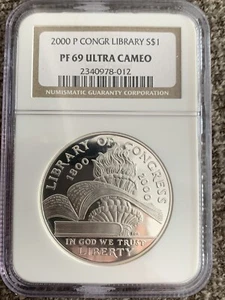 2000-P Library Of Congress Commemorative Silver Dollar NGC PF69 Ultra Cameo - Picture 1 of 6