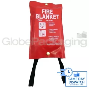 LARGE FAST RELEASE FIRE BLANKET 1M x 1M IN SOFT RED CASE WORKPLACE KITCHEN HOME - Picture 1 of 5