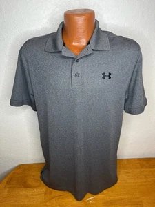 Men's Under Armour Loose Heat Gear S/S Polo Golf Shirt Gray | Medium M | Poly - Picture 1 of 5