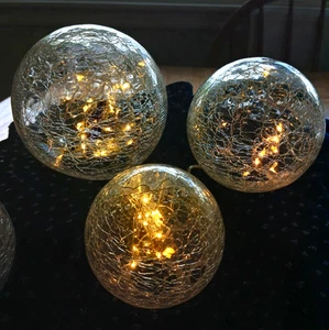 Crackle Globe batteriebetrieben, Twinkle Light Glaskugeln Festival 3er + 1er Set - Bild 1 von 11