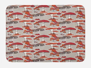 Woodland Mushroom Bath Mat Bathroom Decor Plush Non-Slip Mat 29.5" X 17.5" - Picture 1 of 44