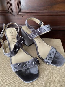 Sole Society Women’s So Jessibel Gray Rhinestone Sandals Heels Goth Fairy 8 M - Picture 1 of 10