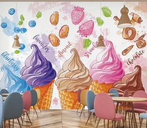 3D Color Ice Cream 607 Wallpaper Mural Wall Print Wall Wallpaper Murals US Honey - Picture 1 of 12