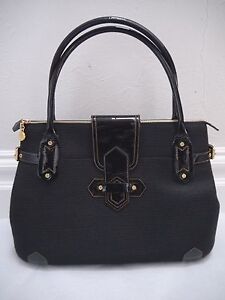 NEW ERIC JAVITS black squishee patent leather trim large handbag tote bag