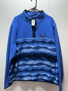 Lands End Mens Size XL Heritage Fleece Snap Neck Pullover Sweatshirt Blue NEW - Bild 1 von 4